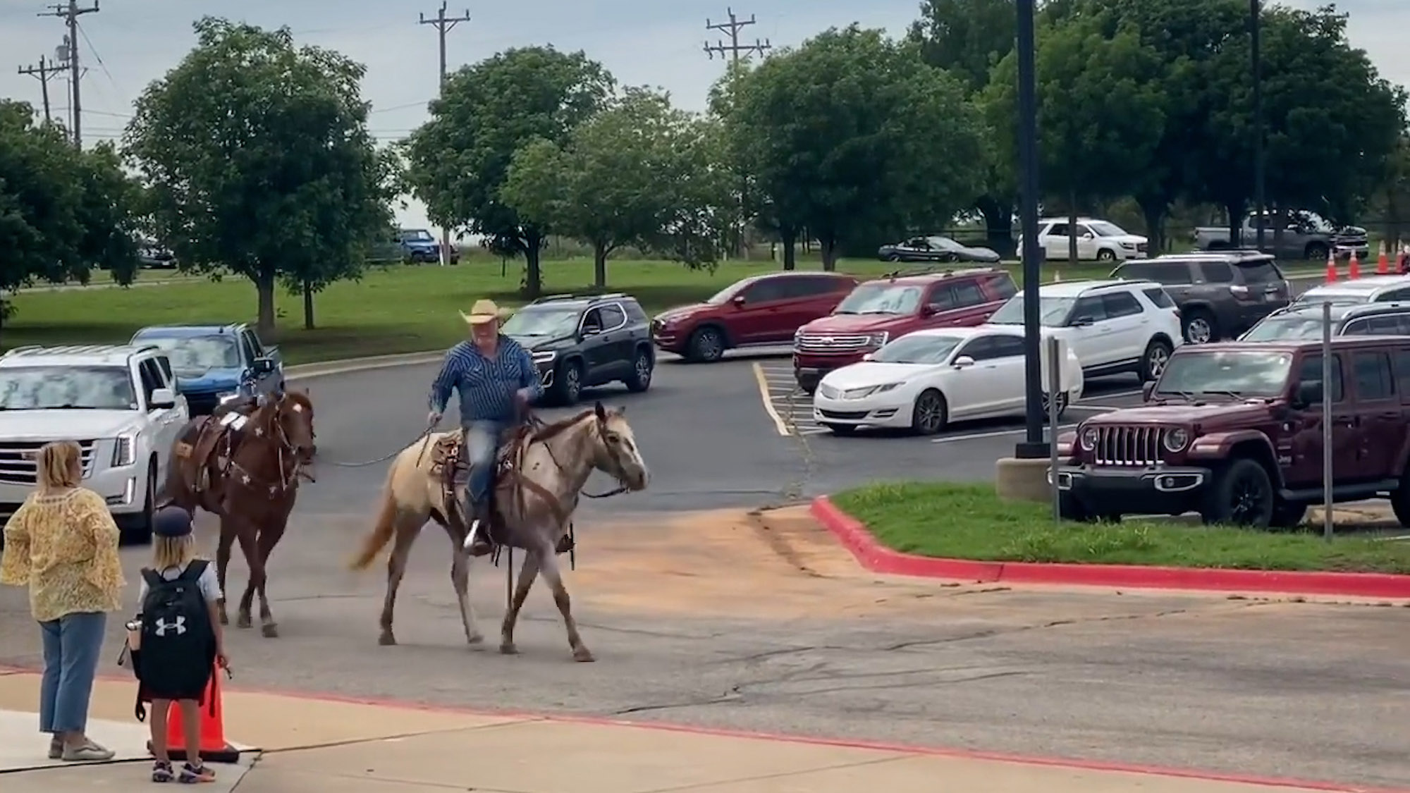 Dad Brings Horse To School So Lad Can Leave In Style