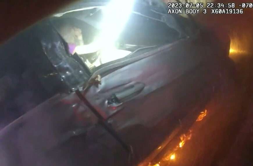Cops Arrest Blonde Woman As She Gets Out Of Burning Car After…