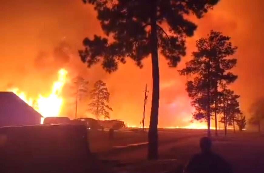 Firefighters Battle Raging Wildfire That Threatened To Burn Down Homes