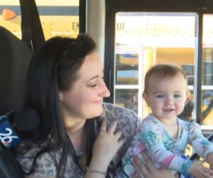 Working Mum Brings Baby Daughter Along While Driving School Bus